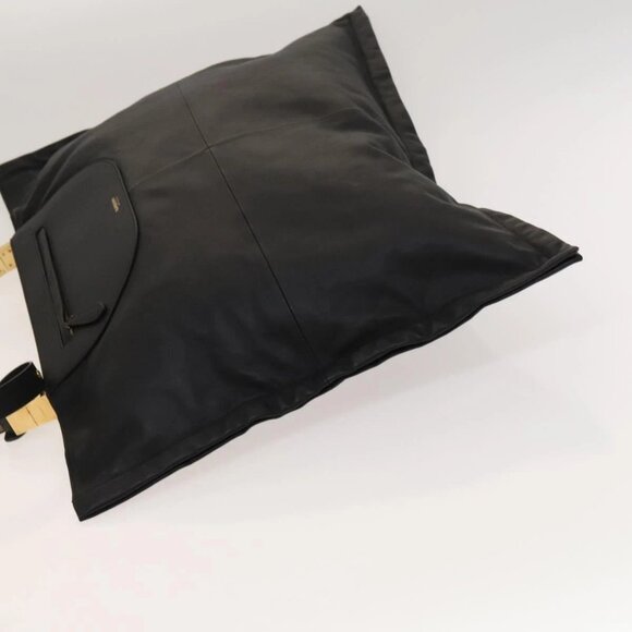 BURBERRY Shoulder Bag Leather Black Gold Auth - Picture 4 of 16